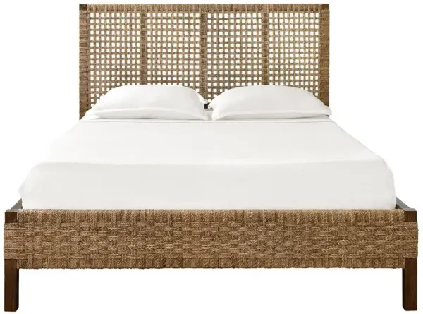 Worlds Away Karina Coastal Beach Brown Woven Seagrass Bed - Queen