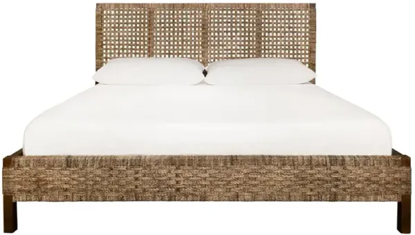 Worlds Away Karina Coastal Beach Brown Woven Seagrass Bed - King