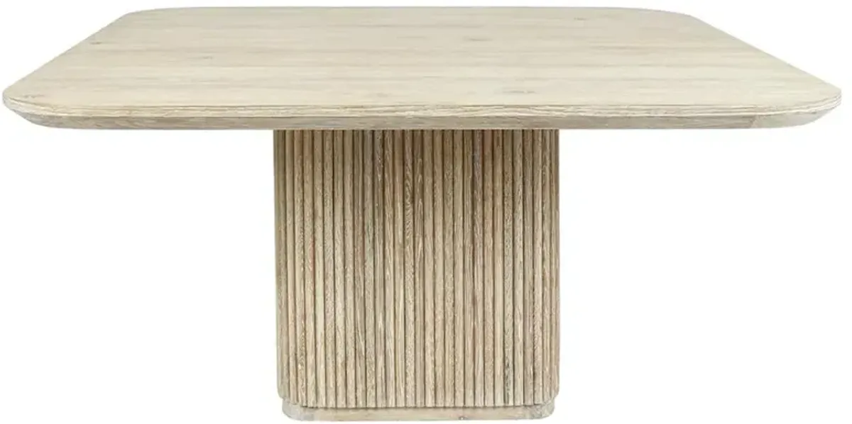 Velle Coastal Beach White Wash Wood Square Dining Table - 60"