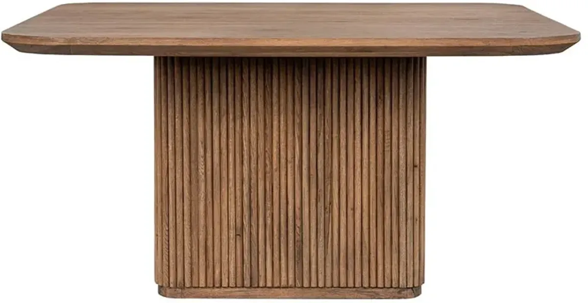 Velle Coastal Beach Tawny Brown Wood Square Dining Table - 60"