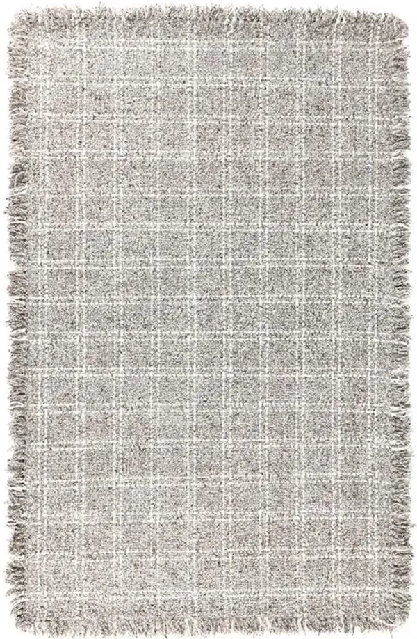 Belinda Modern Classic Natural Grey Wool Patterned Rug - 2'x3'