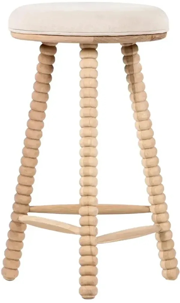 Tobi Rustic Lodge Natural Oak Wood Spindle Backless Counter Stool