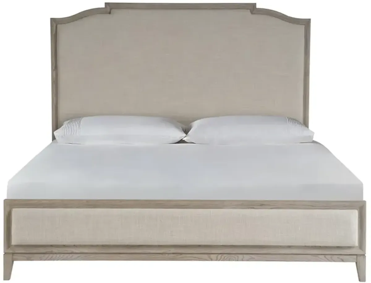 Chelle French Country Beige Panel Oak Wood Bed - King