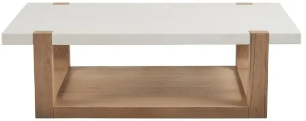 Beatrix Modern Classic White Quartz Natural Oak Coffee Table