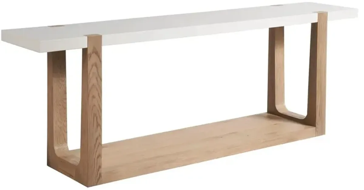 Beatrix Modern Classic White Quartz Natural Oak Console Table