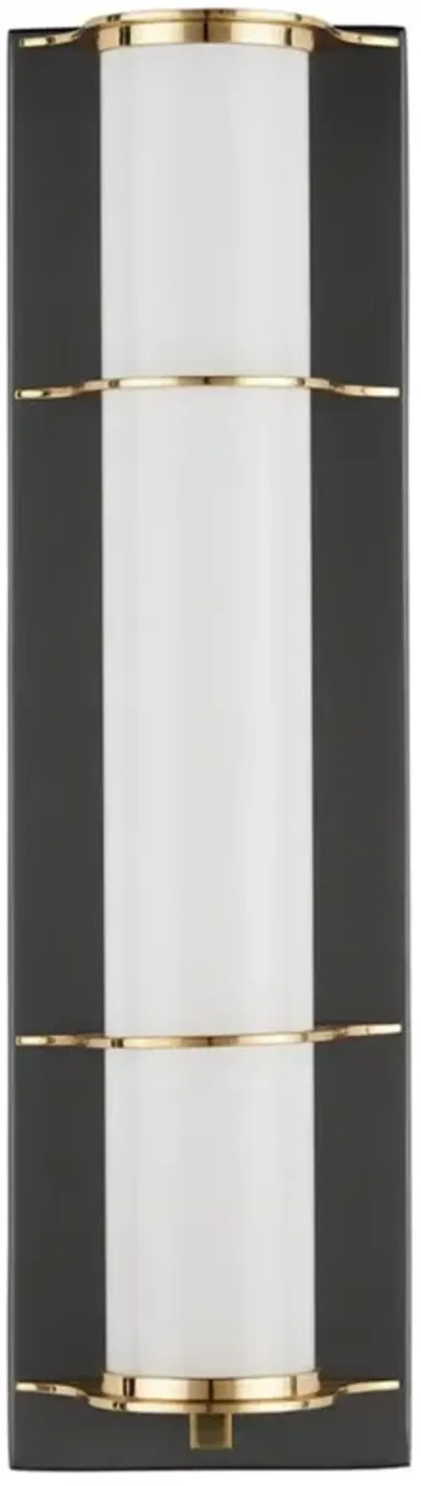 Dominic Modern White Glass Oil Rubbed Bronze Bath Wall Sconce