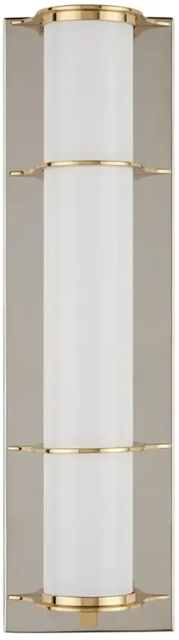Dominic Modern White Glass Polished Nickel Bath Wall Sconce