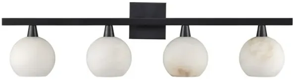 Cora Hollywood Regency Natural Alabaster Oil Rubbed Bronze Bath Bar Sconce