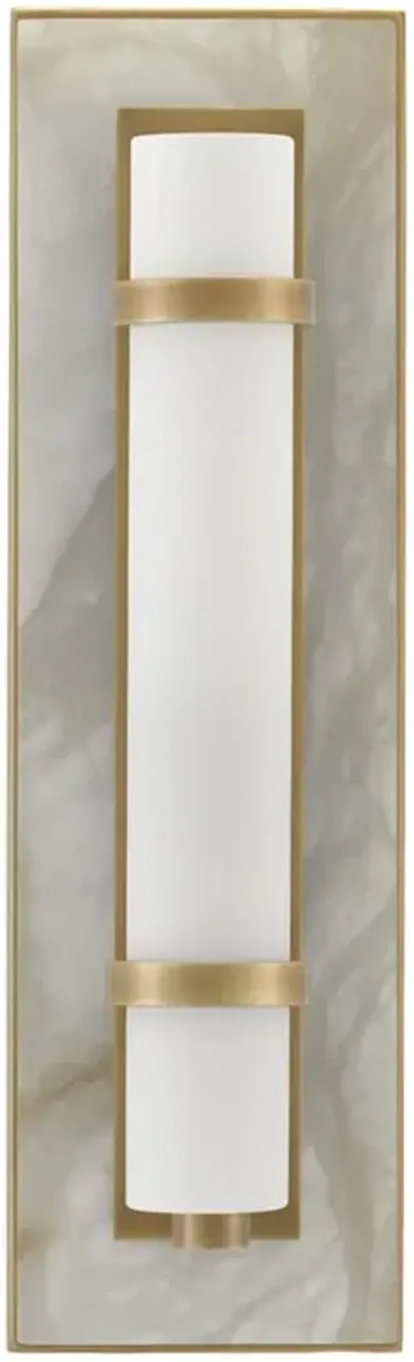 Ezar Mid Century Modern Natural Alabaster Brass Wall Sconce