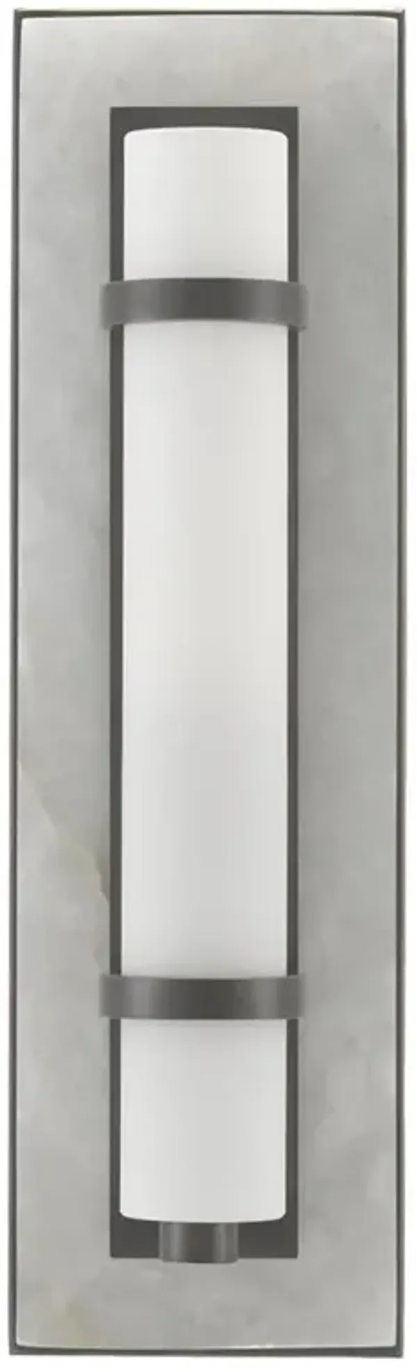 Ezar Mid Century Modern Natural Alabaster Oil Rubbed Bronze Wall Sconce