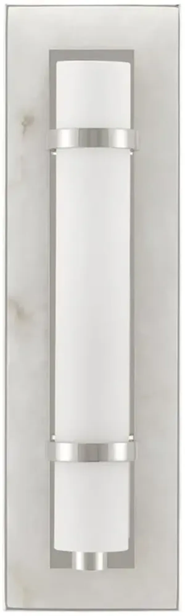 Ezar Mid Century Modern Natural Alabaster Polished Nickel Wall Sconce