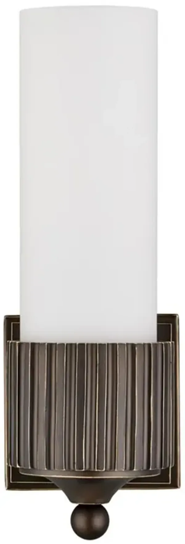 Yarra Mid Century Modern Frosted Glass Bronze Bath Wall Sconce