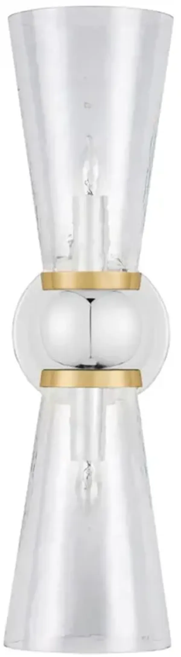 Bellini Mid Century Modern Clear Glass Polished Nickel Bath Wall Sconce