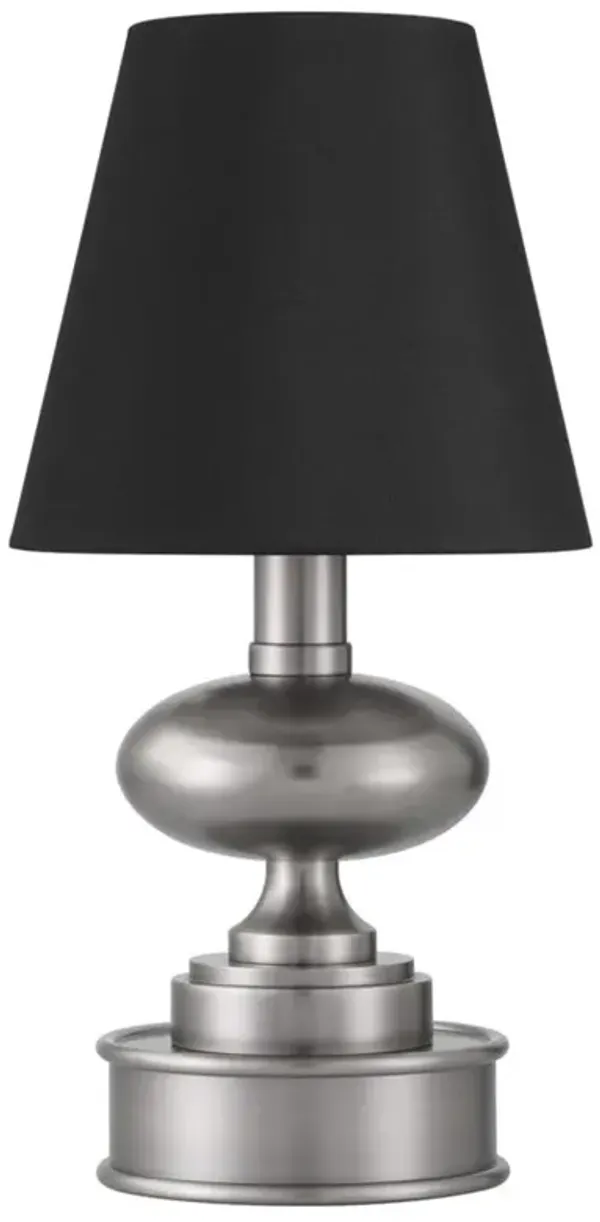 Richmond Modern Black Silk Shade Nickel Base Cordless Table Lamp