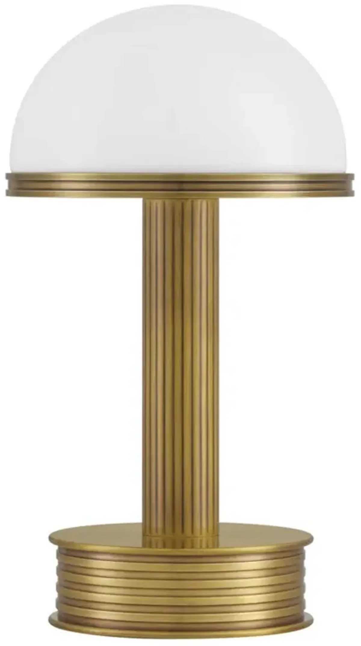 Winslow Mid Century White Glass Shade Antique Brass Cordless Table Lamp