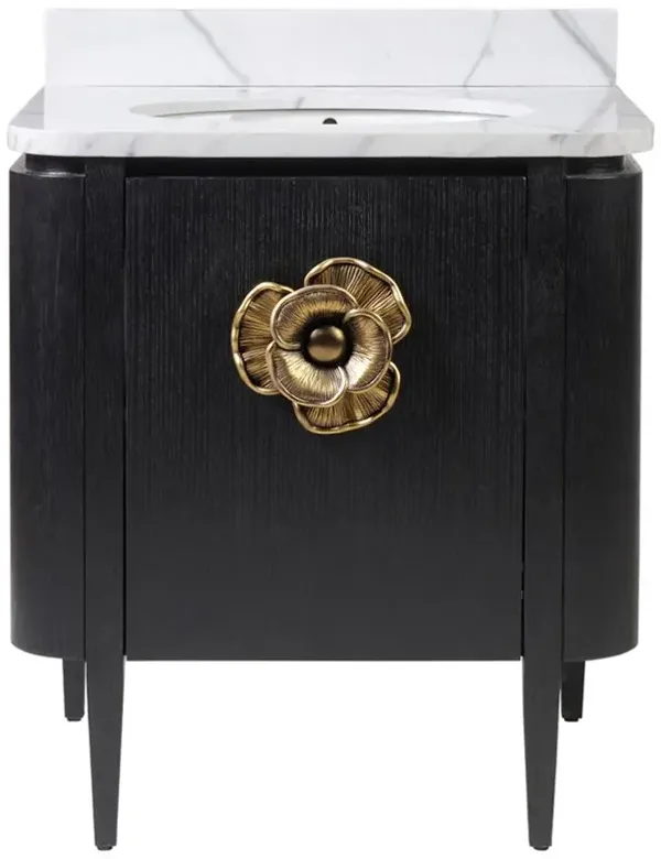 Sazana Modern Classic Carrara Marble Black Oak Vanity Sink - 30"
