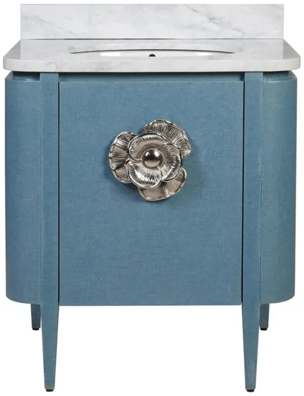 Sazana Modern Classic Carrara Marble Blue Linen Vanity Sink - 30"