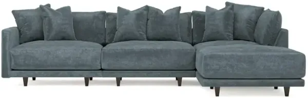 Toulouse Slate Blue Modular 4-Piece Chaise Sectional - Right Chaise - 129"