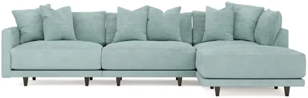 Toulouse French Blue Modular 4-Piece Chaise Sectional - Right Chaise - 129"