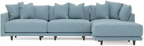Toulouse Eggshell Blue Performance Modular 4-Piece Chaise Sectional - Right Chaise - 129"