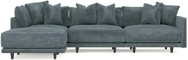 Toulouse Slate Blue Modular 4-Piece Chaise Sectional - Left Chaise - 129"