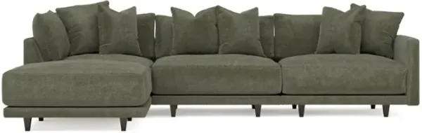 Toulouse Sage Green Modular 4-Piece Chaise Sectional - Left Chaise - 129"