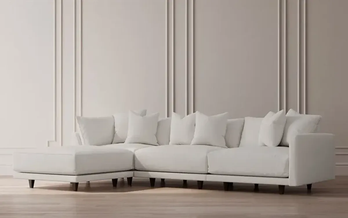 Toulouse Pebble Performance Modular 4-Piece Chaise Sectional - Left Chaise - 129"
