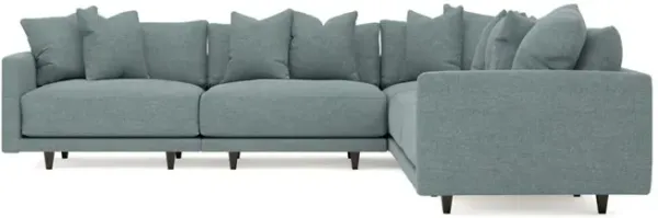 Toulouse Heathered Teal Modular 5-Piece Corner Sectional - 129"