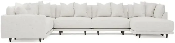 Toulouse Heathered Ivory Performance Modular 7-Piece Corner Sectional With Ottoman - Right End - 166"