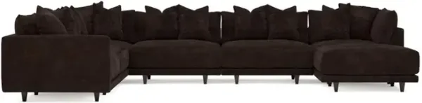 Toulouse Dark Chocolate Modular 7-Piece Corner Sectional With Ottoman - Right End - 166"