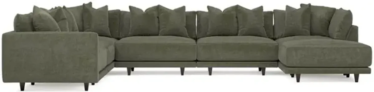 Toulouse Sage Green Modular 7-Piece Corner Sectional With Ottoman - Right End - 166"