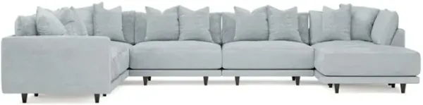 Toulouse Pale Blue Modular 7-Piece Corner Sectional With Ottoman - Right End - 166"