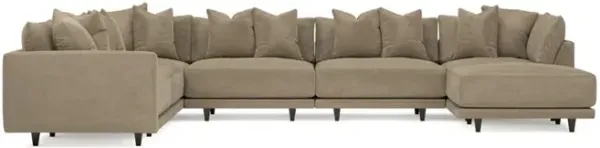 Toulouse Wheat Modular 7-Piece Corner Sectional With Ottoman - Right End - 166"