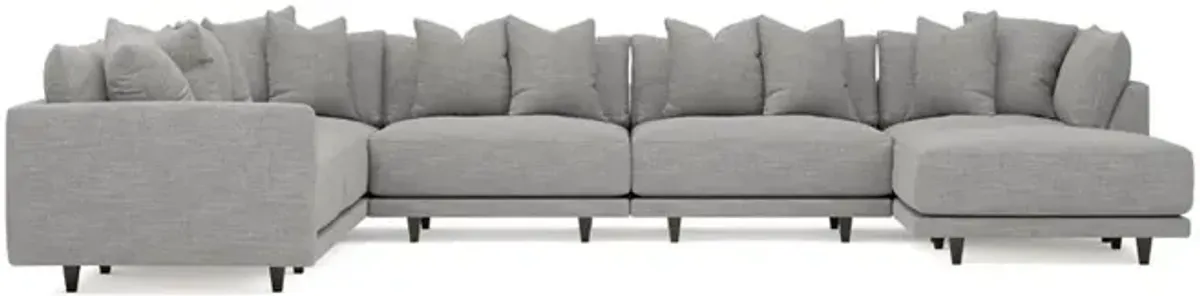 Toulouse Nickel Performance Modular 7-Piece Corner Sectional With Ottoman - Right End - 166"