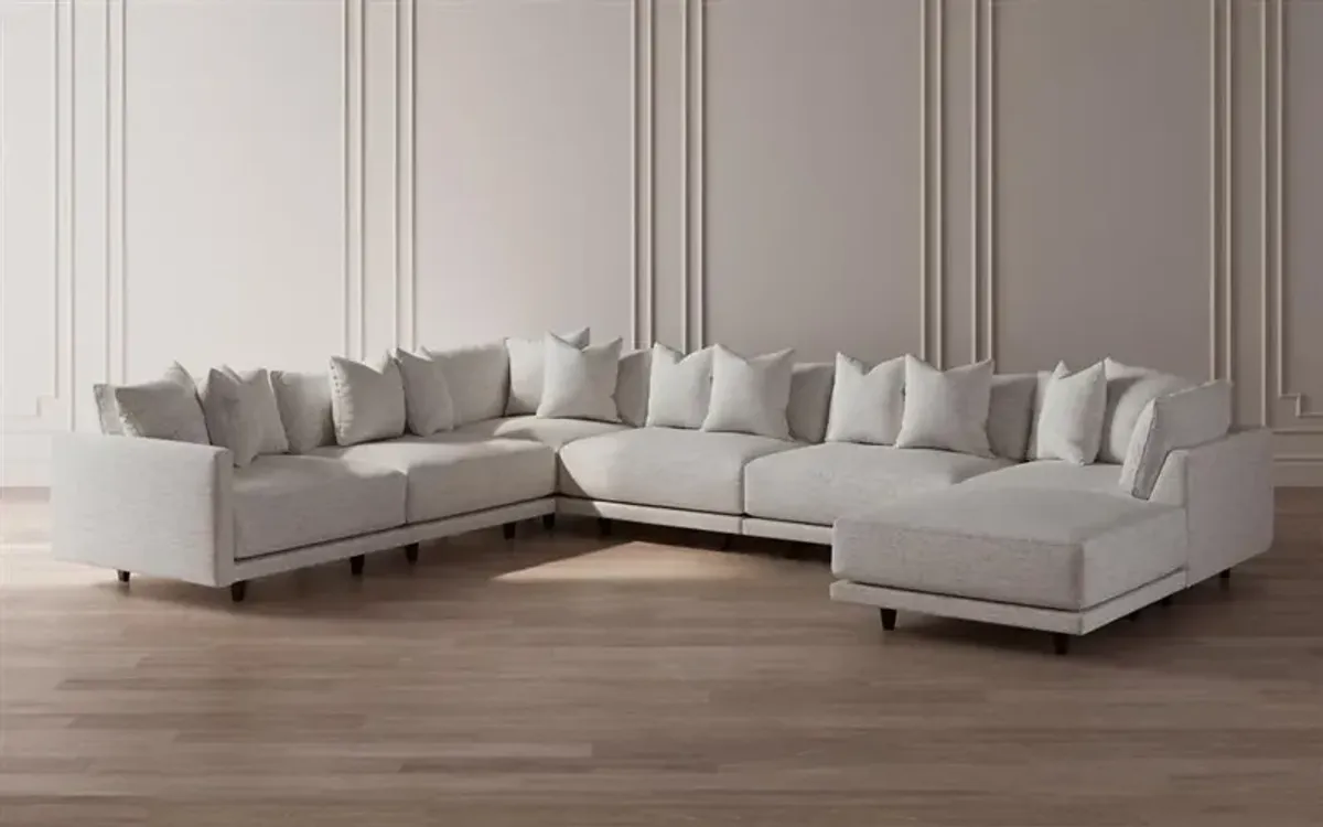 Toulouse Sugar Performance Modular 7-Piece Corner Sectional With Ottoman - Right End - 166"