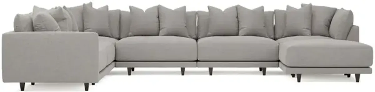 Toulouse Pebble Performance Modular 7-Piece Corner Sectional With Ottoman - Right End - 166"