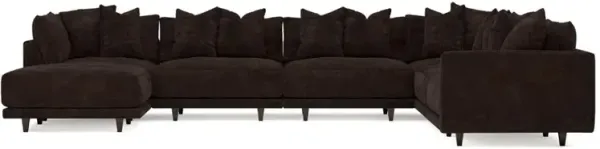Toulouse Dark Chocolate Modular 7-Piece Corner Sectional With Ottoman - Left End - 166"