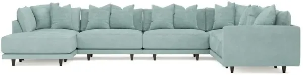 Toulouse French Blue Modular 7-Piece Corner Sectional With Ottoman - Left End - 166"