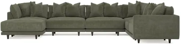 Toulouse Sage Green Modular 7-Piece Corner Sectional With Ottoman - Left End - 166"