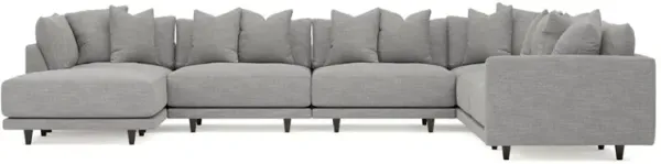 Toulouse Nickel Performance Modular 7-Piece Corner Sectional With Ottoman - Left End - 166"