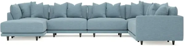 Toulouse Eggshell Blue Performance Modular 7-Piece Corner Sectional With Ottoman - Left End - 166"