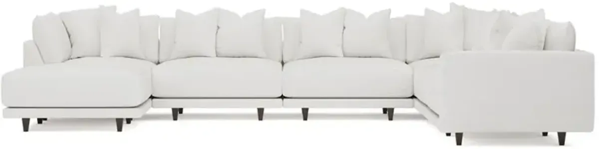 Toulouse Snow Performance Modular 7-Piece Corner Sectional With Ottoman - Left End - 166"