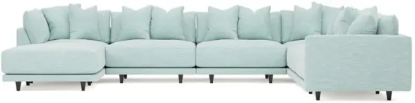 Toulouse Sea Mint Performance Modular 7-Piece Corner Sectional With Ottoman - Left End - 166"