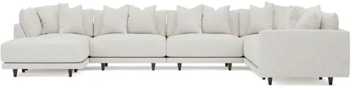 Toulouse Ecru Performance Modular 7-Piece Corner Sectional With Ottoman - Left End - 166"