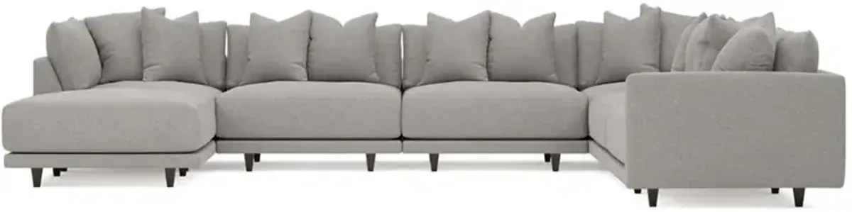 Toulouse Pebble Performance Modular 7-Piece Corner Sectional With Ottoman - Left End - 166"