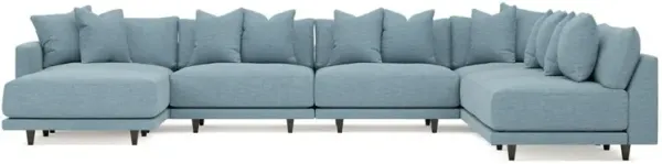 Toulouse Eggshell Blue Performance Modular 7-Piece Corner Sectional With Ottoman - Left End - 171"