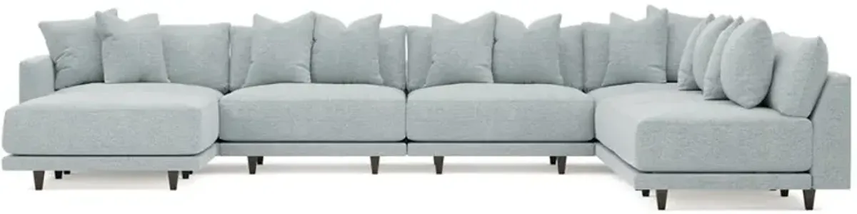 Toulouse Mist Performance Modular 7-Piece Corner Sectional With Ottoman - Left End - 171"