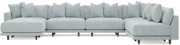 Toulouse Mist Performance Modular 7-Piece Corner Sectional With Ottoman - Left End - 171"