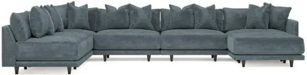 Toulouse Slate Blue Modular 7-Piece Corner Sectional With Ottoman - Right End - 171"