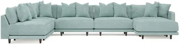 Toulouse French Blue Modular 7-Piece Corner Sectional With Ottoman - Right End - 171"